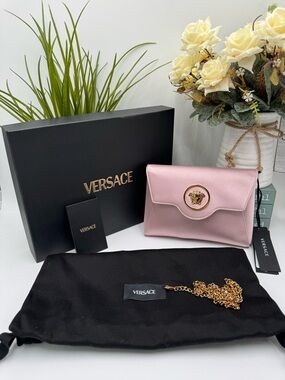 Versace La Medusa Pink Satin Mini Bag – Full Set